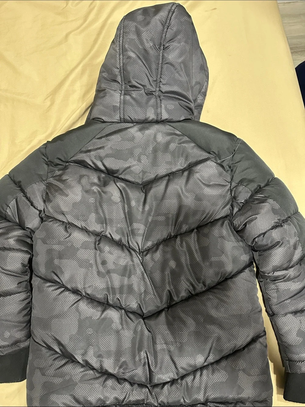 Free Country Boys' Gray Camo Puffer Jacket with Blue Lining